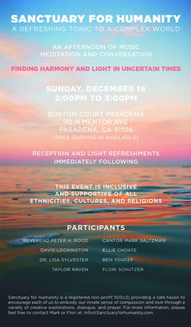 SANCTUARY FOR HUMANITY: An afternoon of music, meditation, and conversation